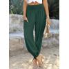 imageDokotoo Womens Summer Boho Business Casual Smocked 2025 High Waisted Cargo Summer Long Elephant Pants with PocketsBlackish Green