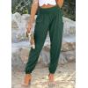 imageDokotoo Womens Summer Boho Business Casual Smocked 2025 High Waisted Cargo Summer Long Elephant Pants with PocketsBlackish Green
