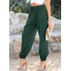 imageDokotoo Womens Summer Boho Business Casual Smocked 2025 High Waisted Cargo Summer Long Elephant Pants with PocketsBlackish Green