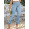 imageDokotoo Womens Summer Boho Business Casual Smocked 2025 High Waisted Cargo Summer Long Elephant Pants with PocketsDusk Blue