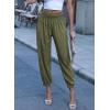 imageDokotoo Womens Summer Boho Business Casual Smocked 2025 High Waisted Cargo Summer Long Elephant Pants with PocketsJungle Green