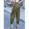 imageDokotoo Womens Summer Boho Business Casual Smocked 2025 High Waisted Cargo Summer Long Elephant Pants with PocketsJungle Green