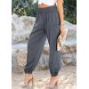 imageDokotoo Womens Summer Boho Business Casual Smocked 2025 High Waisted Cargo Summer Long Elephant Pants with PocketsMedium Grey