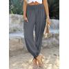 imageDokotoo Womens Summer Boho Business Casual Smocked 2025 High Waisted Cargo Summer Long Elephant Pants with PocketsMedium Grey