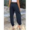 imageDokotoo Womens Summer Boho Business Casual Smocked 2025 High Waisted Cargo Summer Long Elephant Pants with PocketsNavy Blue