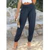 imageDokotoo Womens Summer Boho Business Casual Smocked 2025 High Waisted Cargo Summer Long Elephant Pants with PocketsNavy Blue