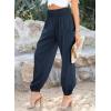 imageDokotoo Womens Summer Boho Business Casual Smocked 2025 High Waisted Cargo Summer Long Elephant Pants with PocketsNavy Blue
