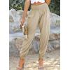 imageDokotoo Womens Summer Boho Business Casual Smocked 2025 High Waisted Cargo Summer Long Elephant Pants with PocketsPale Khaki