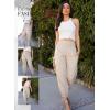 imageDokotoo Womens Summer Boho Business Casual Smocked 2025 High Waisted Cargo Summer Long Elephant Pants with PocketsPale Khaki