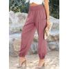 imageDokotoo Womens Summer Boho Business Casual Smocked 2025 High Waisted Cargo Summer Long Elephant Pants with PocketsRose Tan