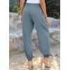 imageDokotoo Womens Summer Boho Business Casual Smocked 2025 High Waisted Cargo Summer Long Elephant Pants with PocketsStone Blue