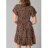 imageDokotoo Womens Summer Casual Boho Floral Dresses V Neck Short Sleeve Sundresses Flowy Swing ALine Mini DressBrown