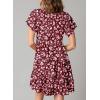 imageDokotoo Womens Summer Casual Boho Floral Dresses V Neck Short Sleeve Sundresses Flowy Swing ALine Mini DressDark Red