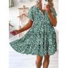 imageDokotoo Womens Summer Casual Boho Floral Dresses V Neck Short Sleeve Sundresses Flowy Swing ALine Mini DressGreen