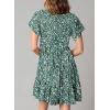 imageDokotoo Womens Summer Casual Boho Floral Dresses V Neck Short Sleeve Sundresses Flowy Swing ALine Mini DressGreen