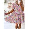 imageDokotoo Womens Summer Casual Boho Floral Dresses V Neck Short Sleeve Sundresses Flowy Swing ALine Mini DressHot Pink
