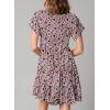 imageDokotoo Womens Summer Casual Boho Floral Dresses V Neck Short Sleeve Sundresses Flowy Swing ALine Mini DressKhaki
