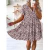 imageDokotoo Womens Summer Casual Boho Floral Dresses V Neck Short Sleeve Sundresses Flowy Swing ALine Mini DressKhaki