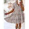 imageDokotoo Womens Summer Casual Boho Floral Dresses V Neck Short Sleeve Sundresses Flowy Swing ALine Mini DressMulticolored