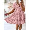 imageDokotoo Womens Summer Casual Boho Floral Dresses V Neck Short Sleeve Sundresses Flowy Swing ALine Mini DressPink
