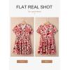 imageDokotoo Womens Summer Casual Boho Floral Dresses V Neck Short Sleeve Sundresses Flowy Swing ALine Mini DressRed
