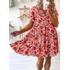 imageDokotoo Womens Summer Casual Boho Floral Dresses V Neck Short Sleeve Sundresses Flowy Swing ALine Mini DressRed