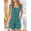 imageDokotoo Womens Summer Casual Sleeveless Romper Loose Floral Printed Shorts Overalls Jumpsuits with PocketsGreen