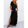 imageDokotoo Womens Summer Dresses 2025 Short Sleeve Long T Shirt Dress Split Maxi Dress Beach Sundresses with PocketsBlack