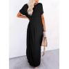 imageDokotoo Womens Summer Dresses 2025 Short Sleeve Long T Shirt Dress Split Maxi Dress Beach Sundresses with PocketsBlack