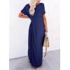 imageDokotoo Womens Summer Dresses 2025 Short Sleeve Long T Shirt Dress Split Maxi Dress Beach Sundresses with PocketsDark Blue