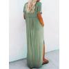imageDokotoo Womens Summer Dresses 2025 Short Sleeve Long T Shirt Dress Split Maxi Dress Beach Sundresses with PocketsGrass Green