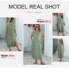 imageDokotoo Womens Summer Dresses 2025 Short Sleeve Long T Shirt Dress Split Maxi Dress Beach Sundresses with PocketsGrass Green