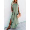 imageDokotoo Womens Summer Dresses 2025 Short Sleeve Long T Shirt Dress Split Maxi Dress Beach Sundresses with PocketsGrass Green