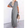 imageDokotoo Womens Summer Dresses 2025 Short Sleeve Long T Shirt Dress Split Maxi Dress Beach Sundresses with PocketsGrey