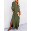 imageDokotoo Womens Summer Dresses 2025 Short Sleeve Long T Shirt Dress Split Maxi Dress Beach Sundresses with PocketsJungle Green