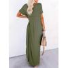 imageDokotoo Womens Summer Dresses 2025 Short Sleeve Long T Shirt Dress Split Maxi Dress Beach Sundresses with PocketsJungle Green