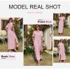 imageDokotoo Womens Summer Dresses 2025 Short Sleeve Long T Shirt Dress Split Maxi Dress Beach Sundresses with PocketsPink