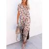 imageDokotoo Womens Summer Dresses 2025 Short Sleeve Long T Shirt Dress Split Maxi Dress Beach Sundresses with PocketsPrintblack
