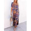 imageDokotoo Womens Summer Dresses 2025 Short Sleeve Long T Shirt Dress Split Maxi Dress Beach Sundresses with PocketsPrintblue