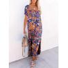 imageDokotoo Womens Summer Dresses 2025 Short Sleeve Long T Shirt Dress Split Maxi Dress Beach Sundresses with PocketsPrintblue