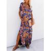 imageDokotoo Womens Summer Dresses 2025 Short Sleeve Long T Shirt Dress Split Maxi Dress Beach Sundresses with PocketsPrintblue