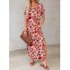 imageDokotoo Womens Summer Dresses 2025 Short Sleeve Long T Shirt Dress Split Maxi Dress Beach Sundresses with PocketsPrintpink