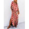 imageDokotoo Womens Summer Dresses 2025 Short Sleeve Long T Shirt Dress Split Maxi Dress Beach Sundresses with PocketsPrintpink