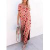 imageDokotoo Womens Summer Dresses 2025 Short Sleeve Long T Shirt Dress Split Maxi Dress Beach Sundresses with PocketsPrintpink