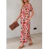 imageDokotoo Womens Summer Dresses 2025 Short Sleeve Long T Shirt Dress Split Maxi Dress Beach Sundresses with PocketsPrintpink