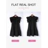 imageDokotoo Womens Summer Dresses 2025 VNeck Drawstring Ruffle Cap Short Sleeve Side Pockets Mini Dress SundressBlack
