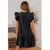 imageDokotoo Womens Summer Dresses 2025 VNeck Drawstring Ruffle Cap Short Sleeve Side Pockets Mini Dress SundressBlack