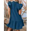 imageDokotoo Womens Summer Dresses 2025 VNeck Drawstring Ruffle Cap Short Sleeve Side Pockets Mini Dress SundressBlue