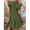 imageDokotoo Womens Summer Dresses 2025 VNeck Drawstring Ruffle Cap Short Sleeve Side Pockets Mini Dress SundressGreen 2
