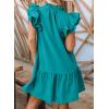 imageDokotoo Womens Summer Dresses 2025 VNeck Drawstring Ruffle Cap Short Sleeve Side Pockets Mini Dress SundressGreen